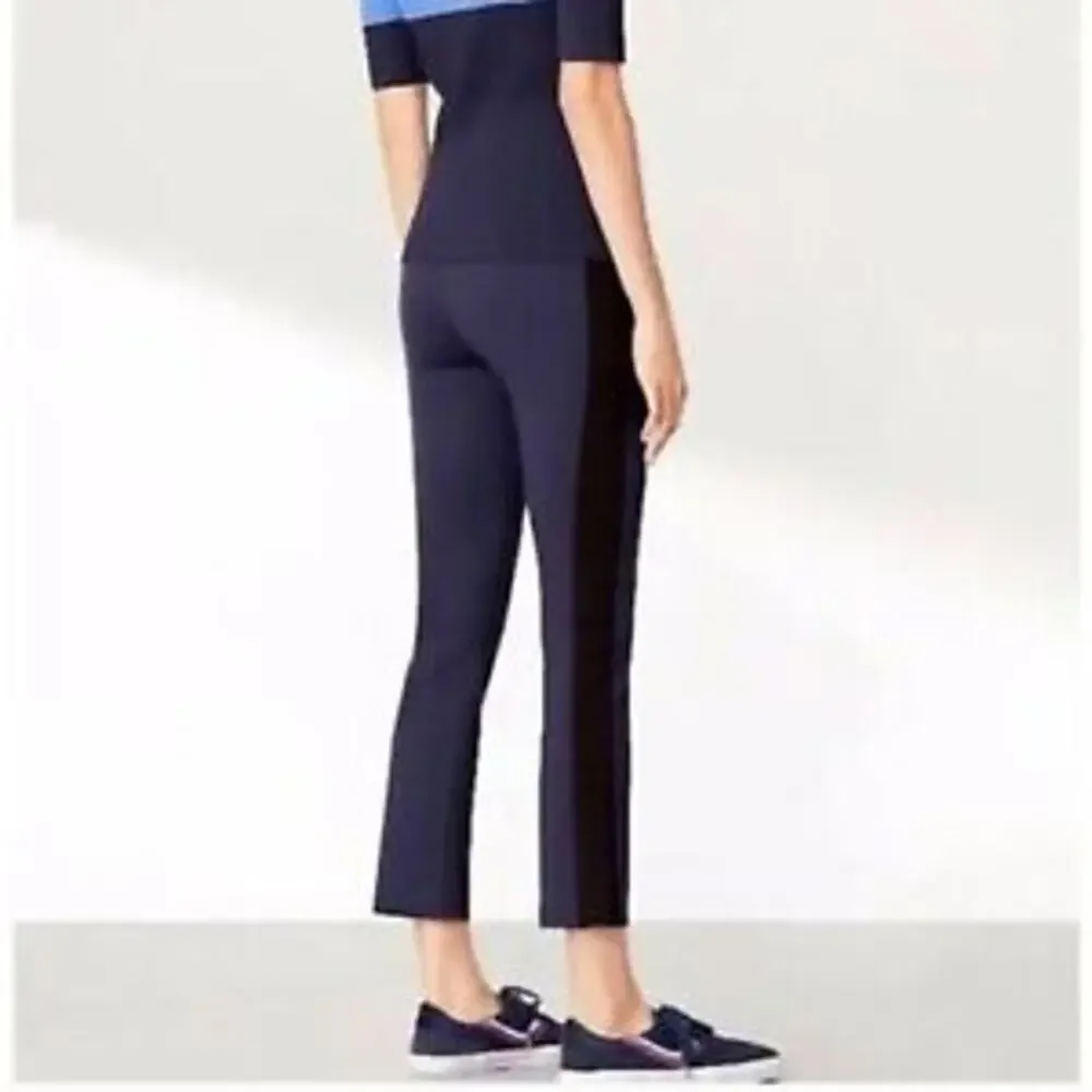 Tory Burch Sport Colorblock Crop Ponte Pants Navy Blue size XS